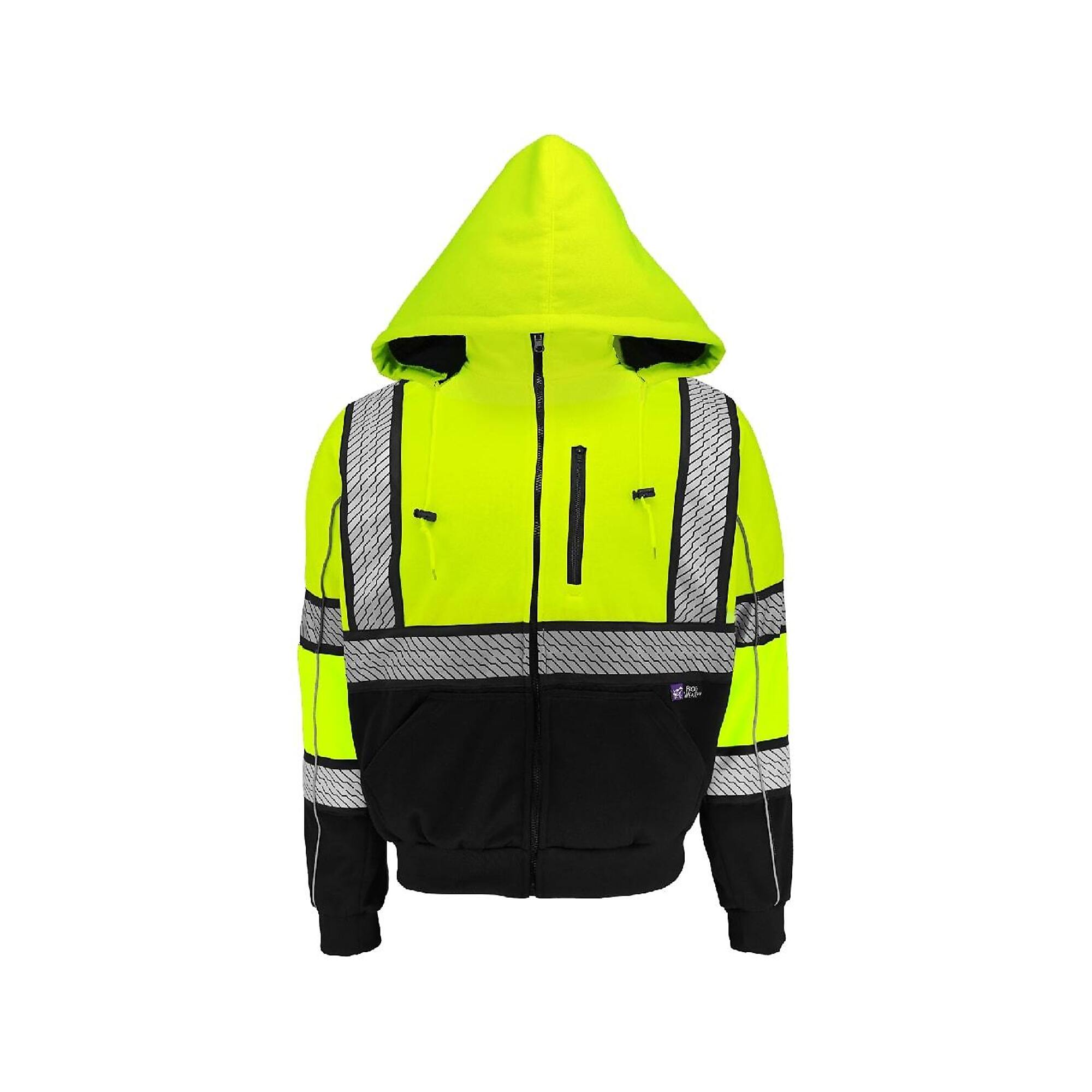 FrogWear, Class 3 Hi-Vis Multi-Layer Hooded Safety Sweatshirt, Size S, Model# GLO-HS3-S